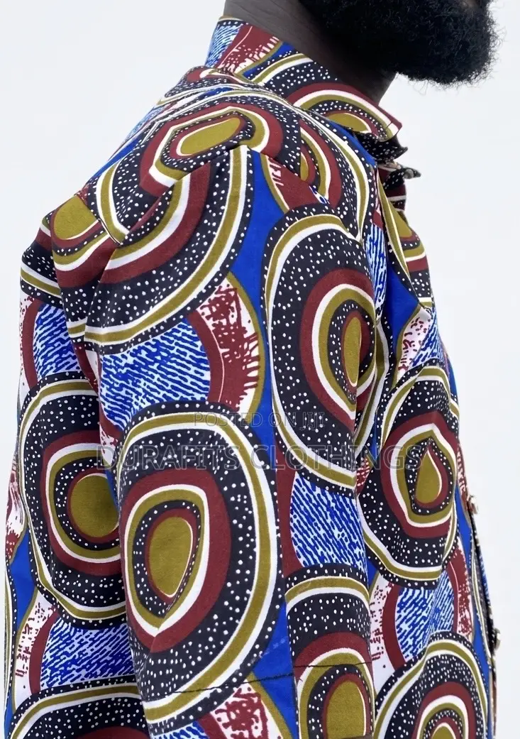 Men’s Concentric Circles African Print Short-Sleeve Shirt