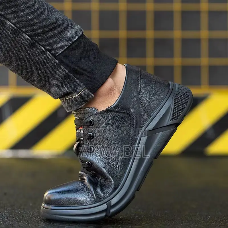 Dinngu Cowhide Leather Low Cut Safety Shoes Anti-Smashing Puncture