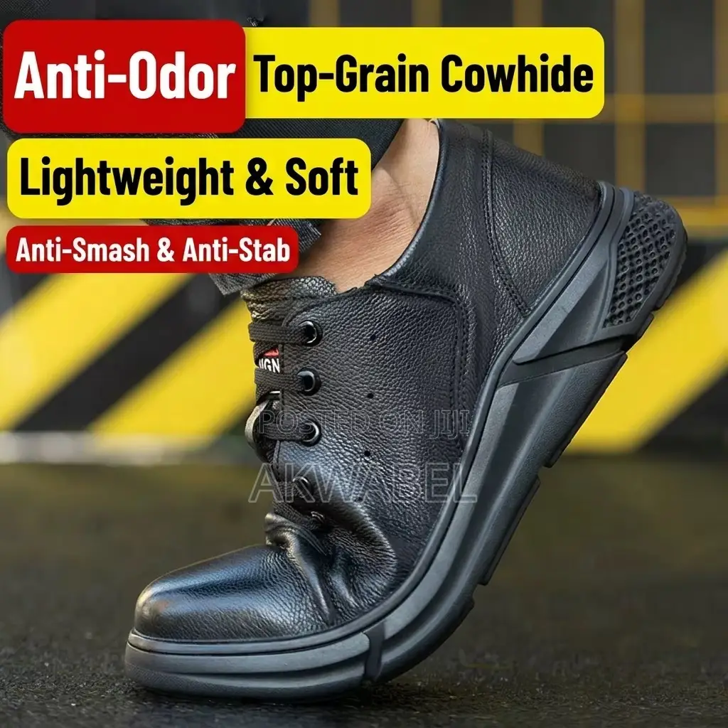 Dinngu Cowhide Leather Low Cut Safety Shoes Anti-Smashing Puncture