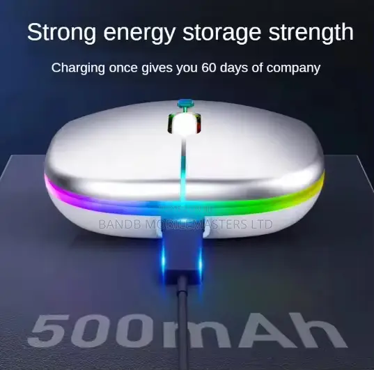 Rechargeable RGB Wireless Mouse – Silent Click | USB 2.4G | 500mAh