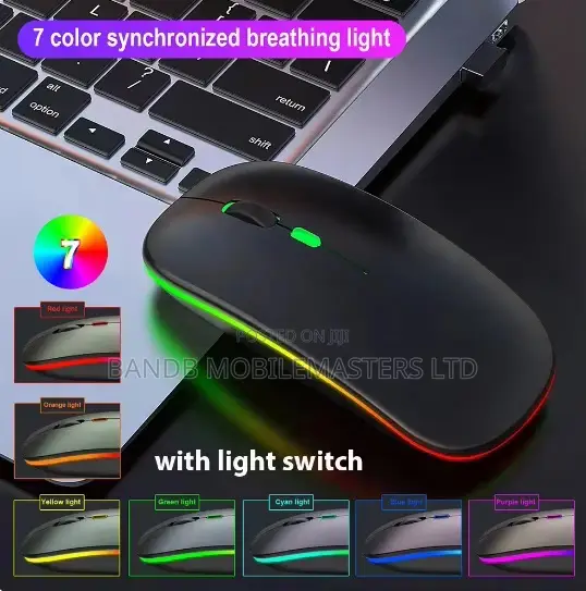 Rechargeable RGB Wireless Mouse – Silent Click | USB 2.4G | 500mAh