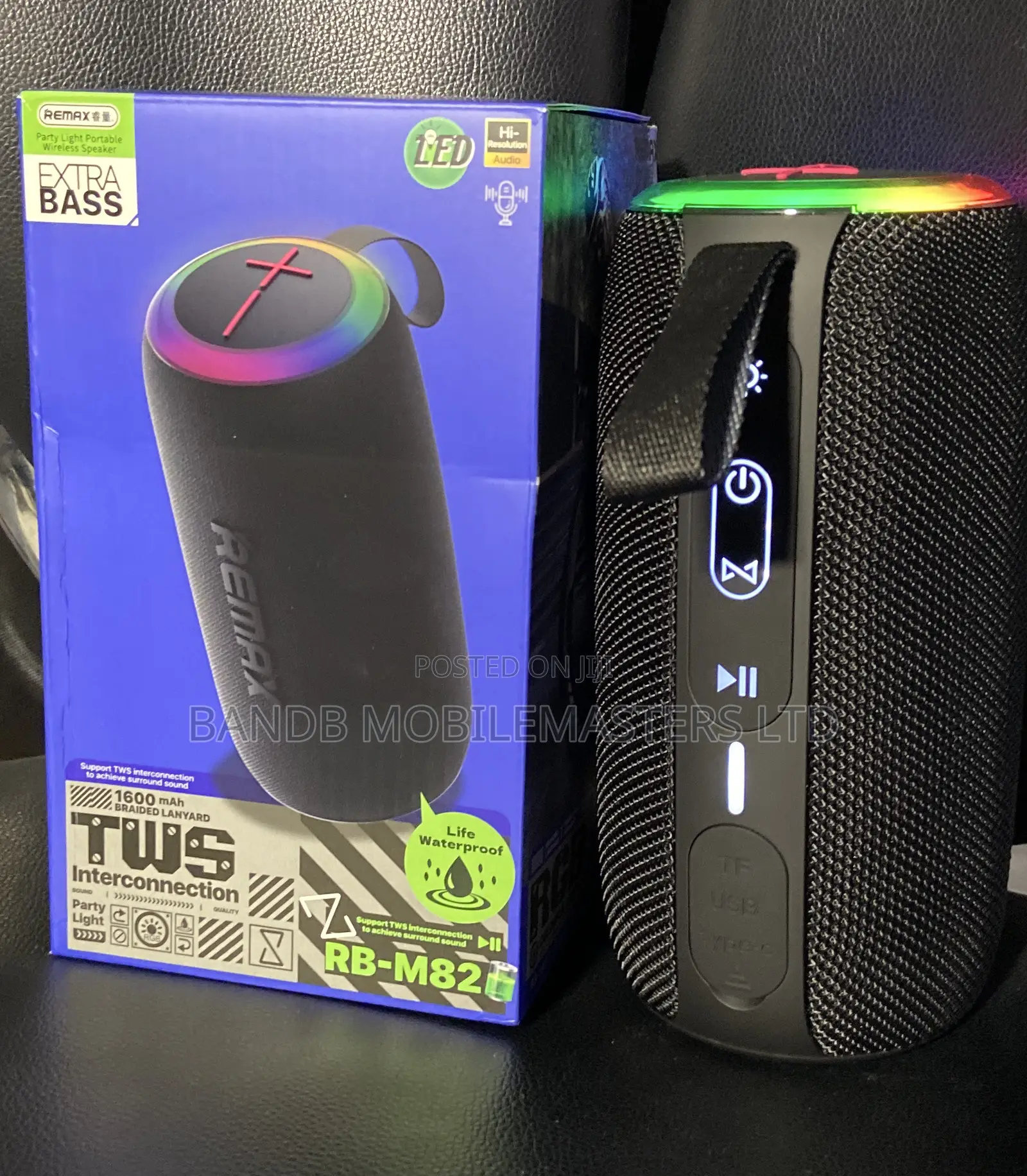 Remax RB-M82 Speaker RGB LED, Extra Bass, IPX4 Waterproof, TWS Stereo