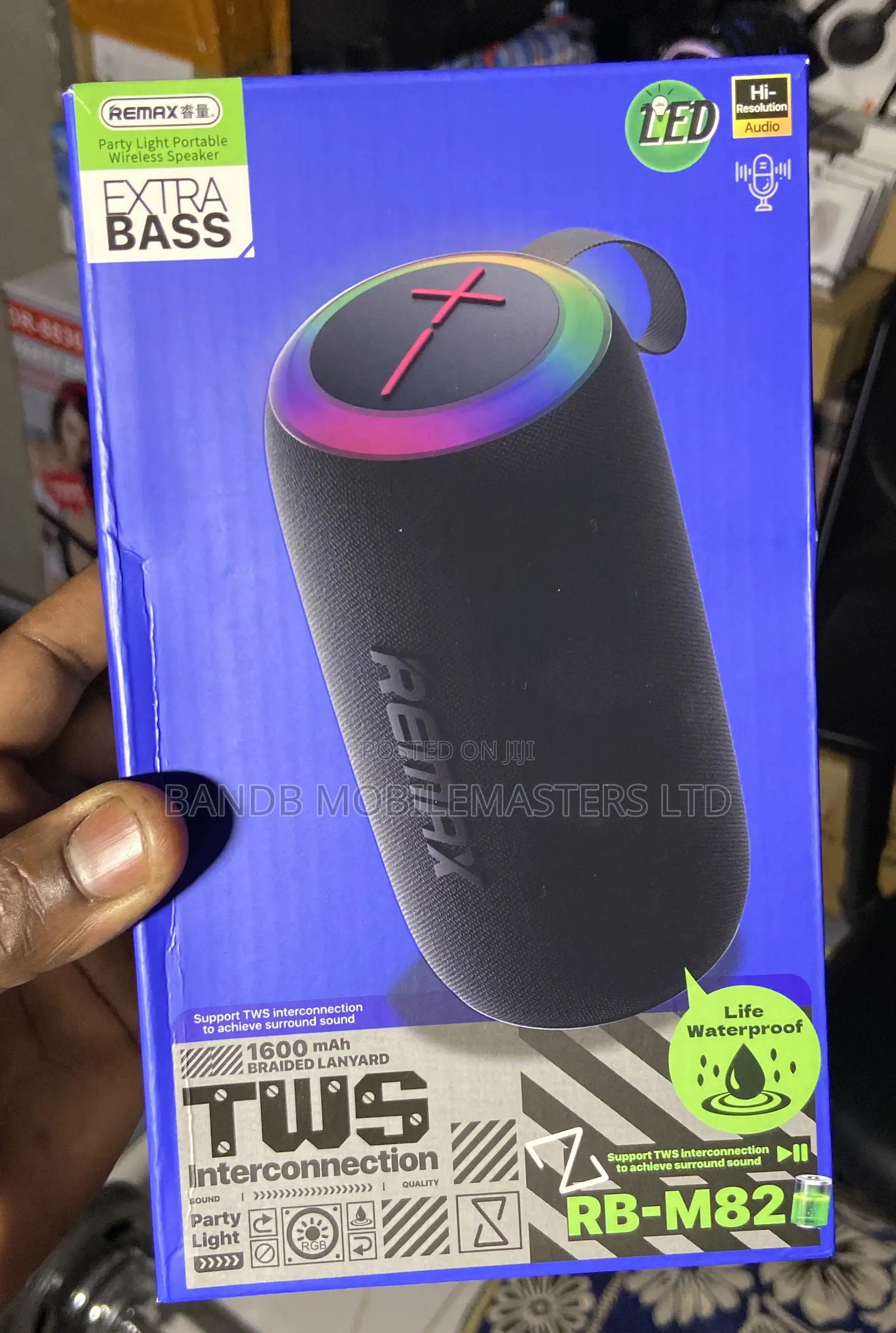 Remax RB-M82 Speaker RGB LED, Extra Bass, IPX4 Waterproof, TWS Stereo
