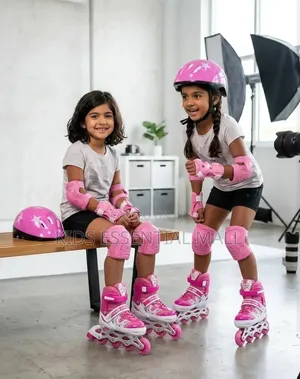 Kids Roller Skate Shoes Set, Pink, Blue, Red and Black