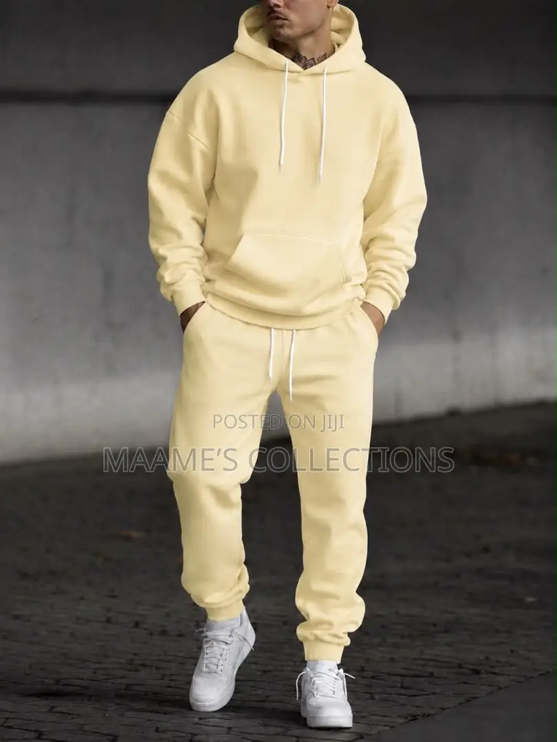 Men’s Plain Hoodie Top Down Set | Casual Tracksuit