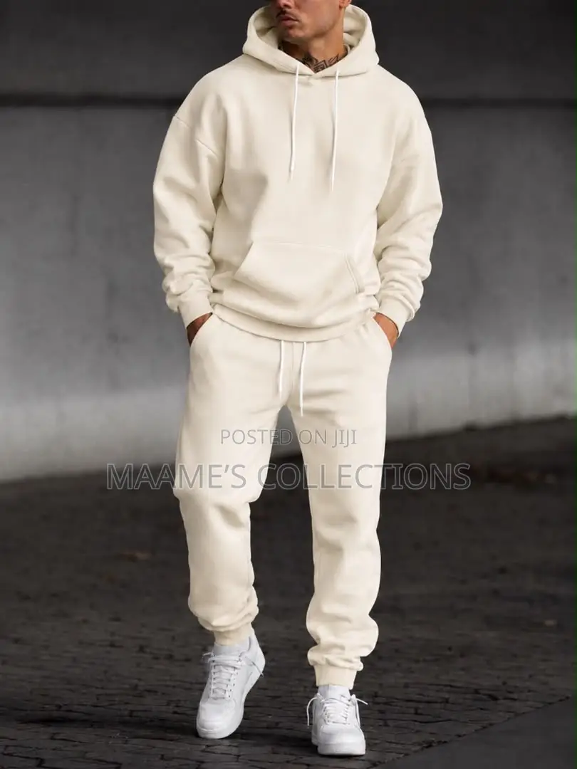 Men’s Plain Hoodie Top Down Set | Casual Tracksuit