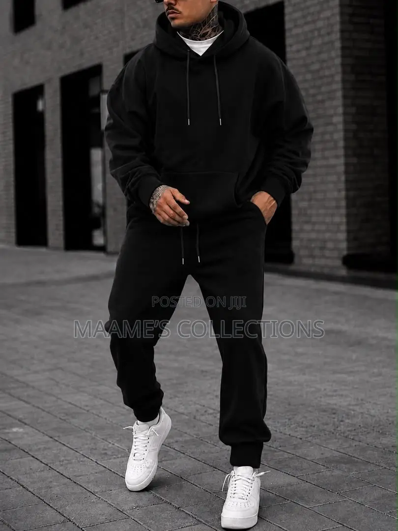 Men’s Plain Hoodie Top Down Set | Casual Tracksuit