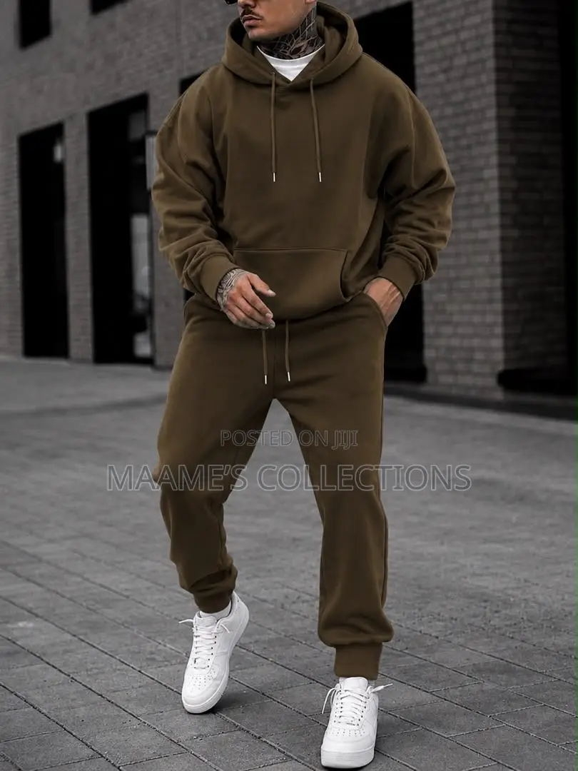 Men’s Plain Hoodie Top Down Set | Casual Tracksuit