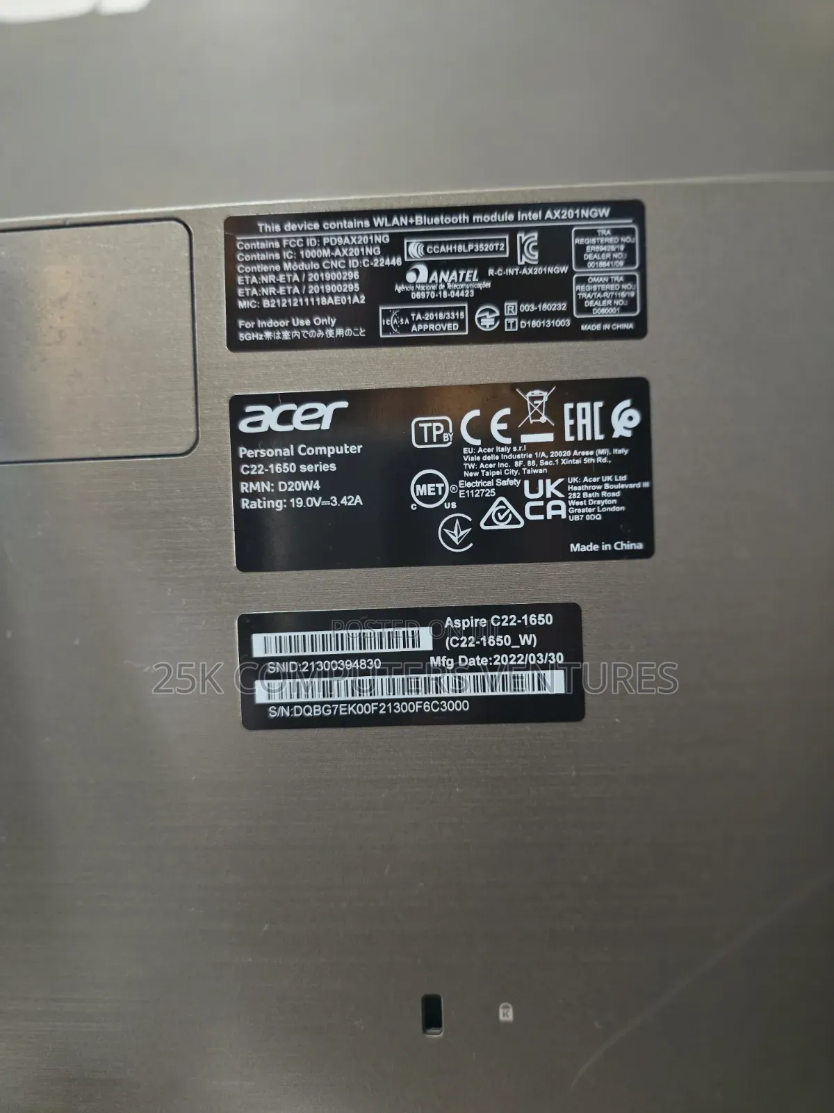 Desktop Computer Acer Aspire C22-720 8GB Intel Core i3 SSD 256GB