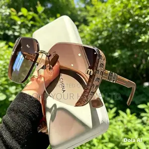Fashion Rimless Oversized Square Sunglasses for Women