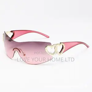 Fashion Rimless Heart Shield Sunglasses for Women