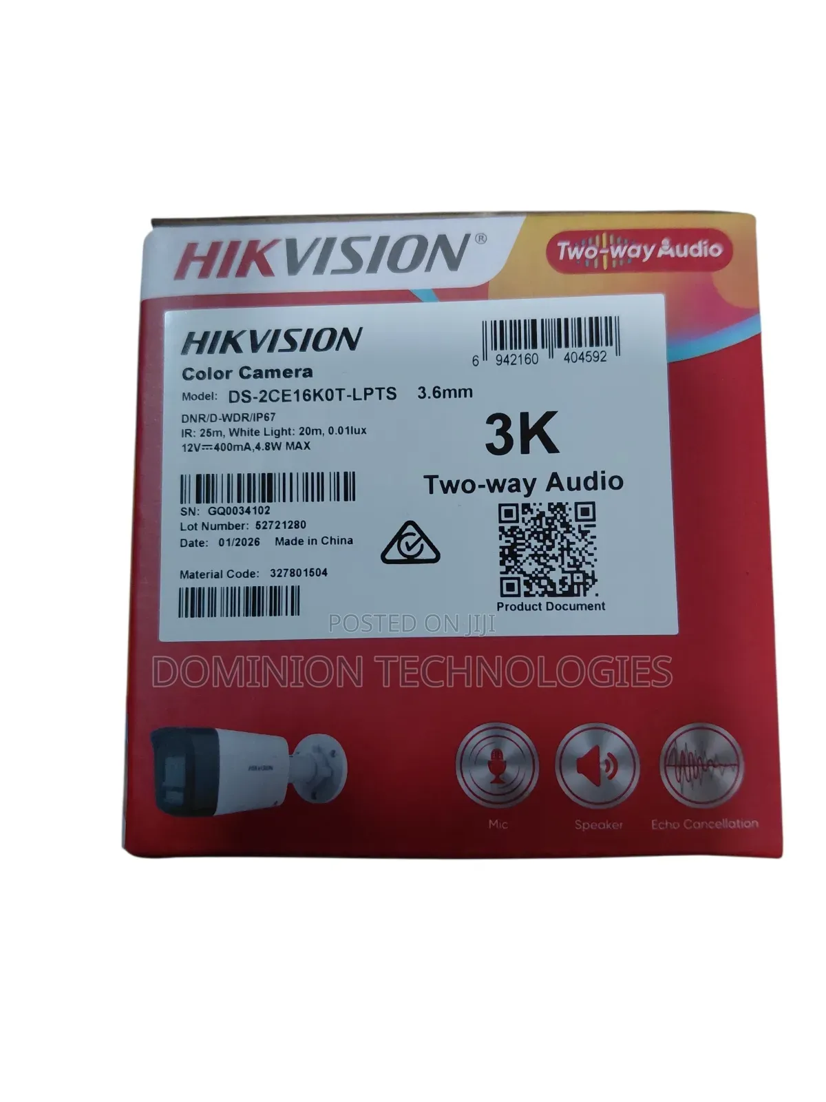 Hikvision Ds-2ce16k0t-LPTS Two-Way Audio Fixed Mini Bullet