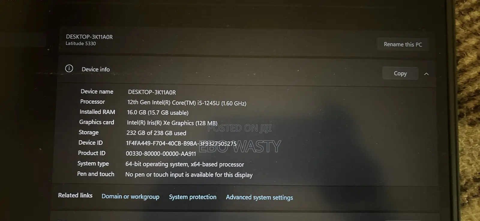 Laptop Dell Latitude 5330 16GB Intel Core i5 SSD 256GB