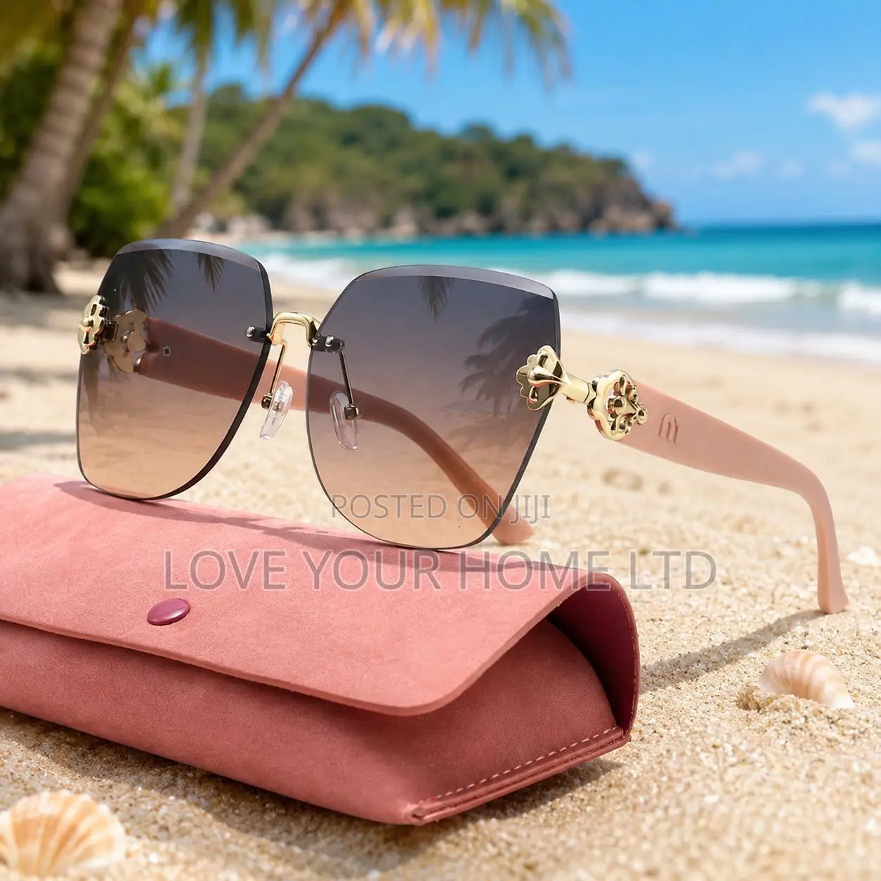 Rimless Oversized Square Sunglasses
