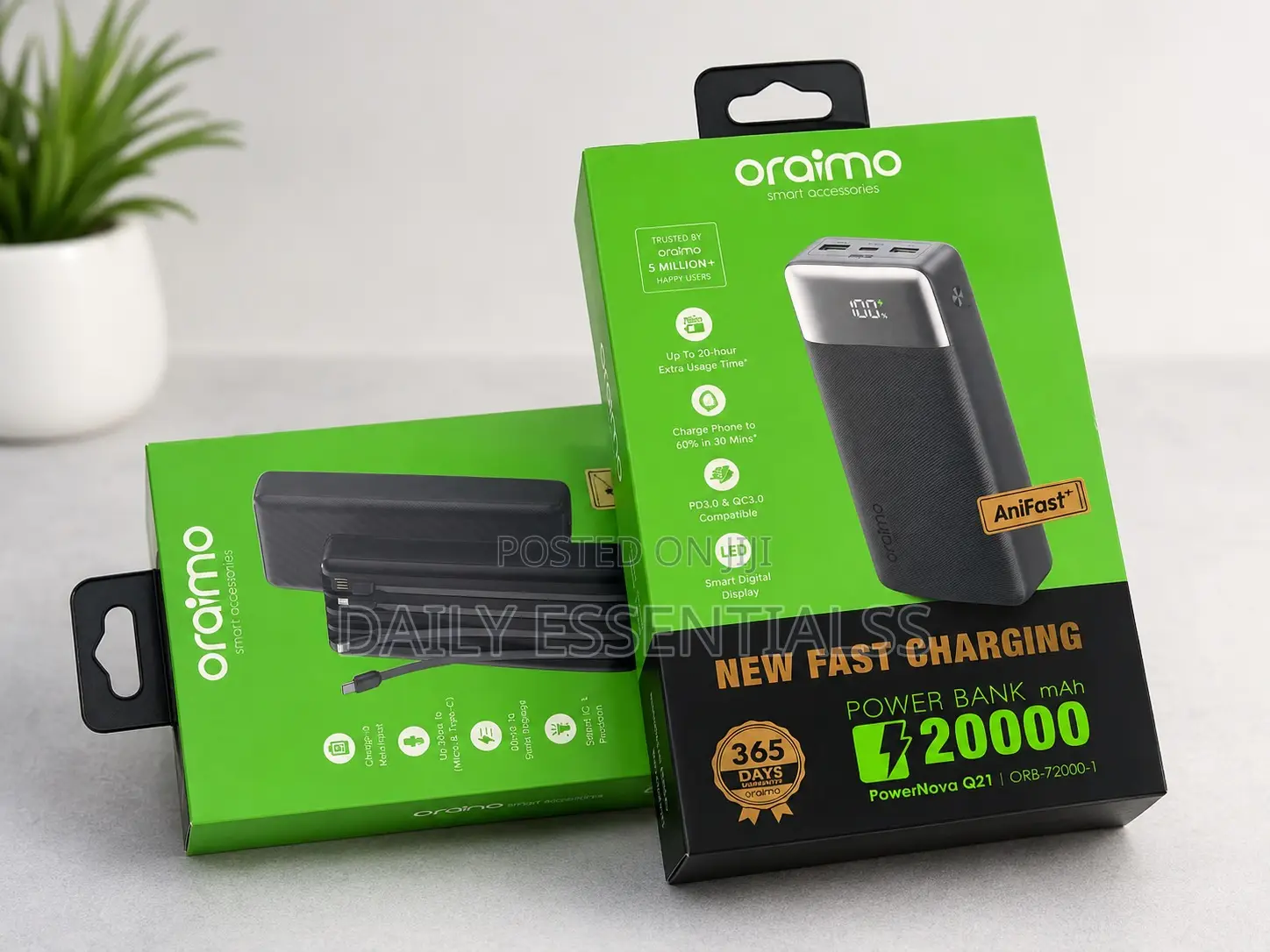 Oraimo Power Bank 20000mAh USB Fast Charger