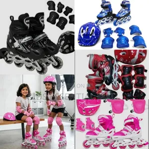 Kids Roller Skate Shoes Set, Pink, Blue, Red and Black