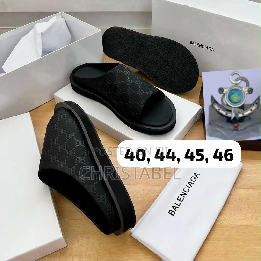 Balenciaga BB Logo Leather Slides
