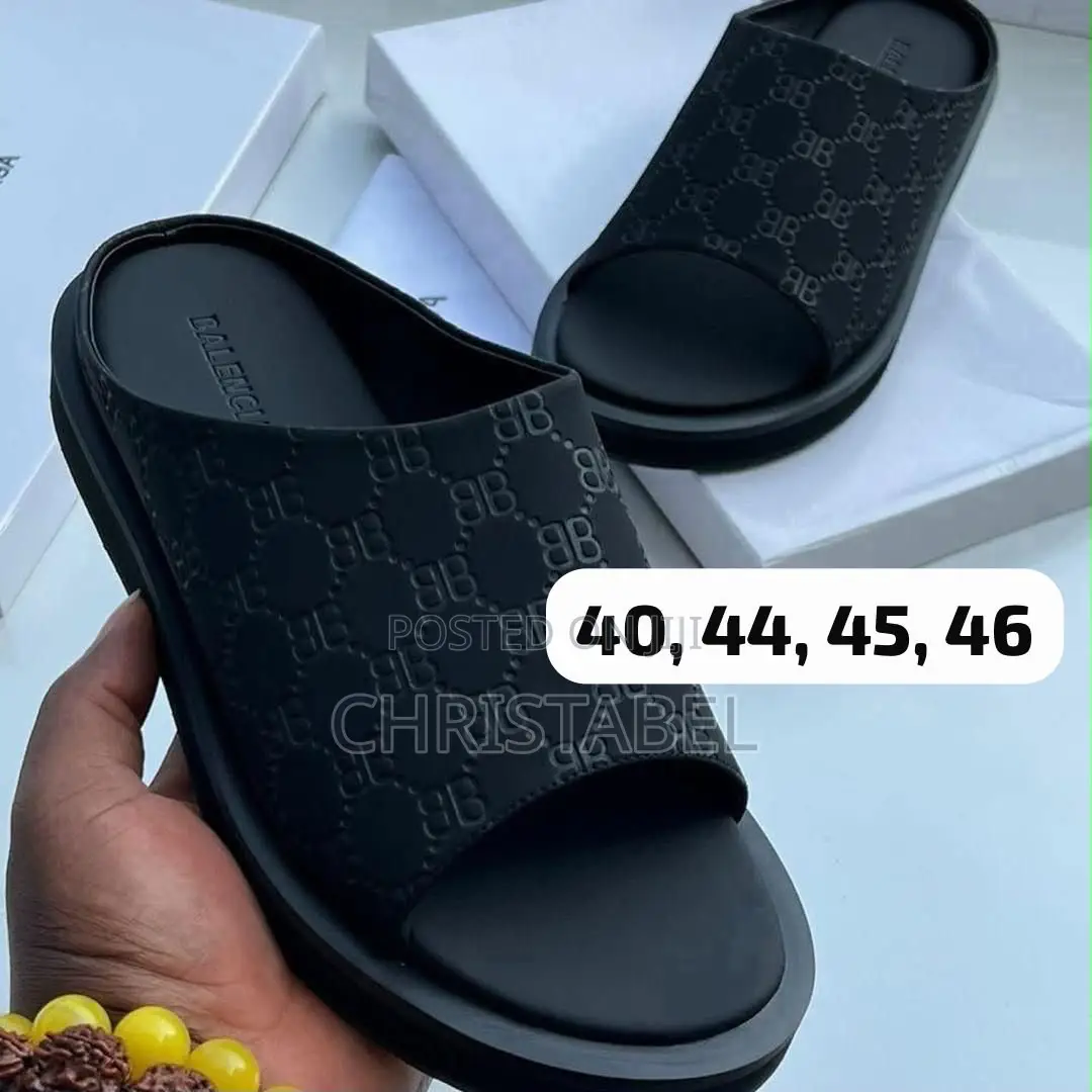Balenciaga BB Logo Leather Slides