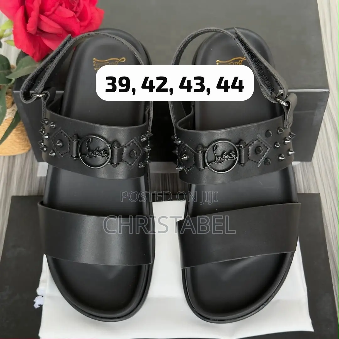 Balenciaga BB Logo Leather Slides