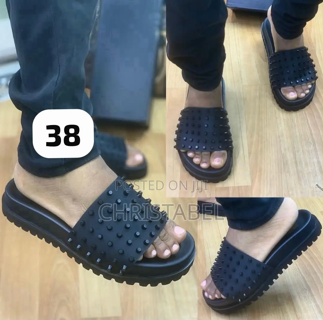 Balenciaga BB Logo Leather Slides