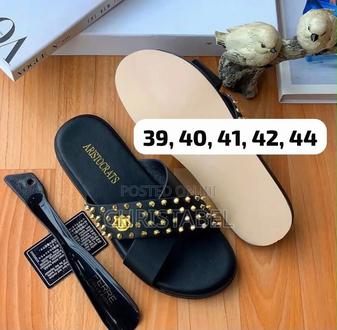 Balenciaga BB Logo Leather Slides