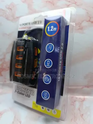 10-Port High-Speed USB 2.0 Gaming Hub With 7-Color LED