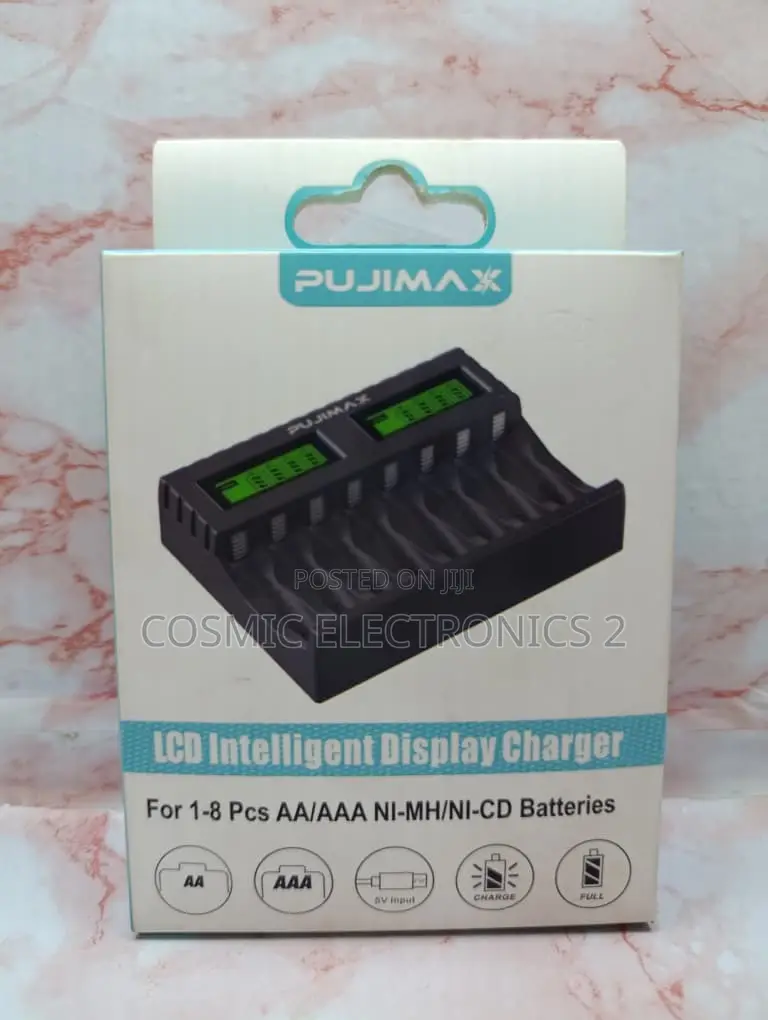 PUJIMAX 8-Slot Smart LCD AA AAA Battery Charger