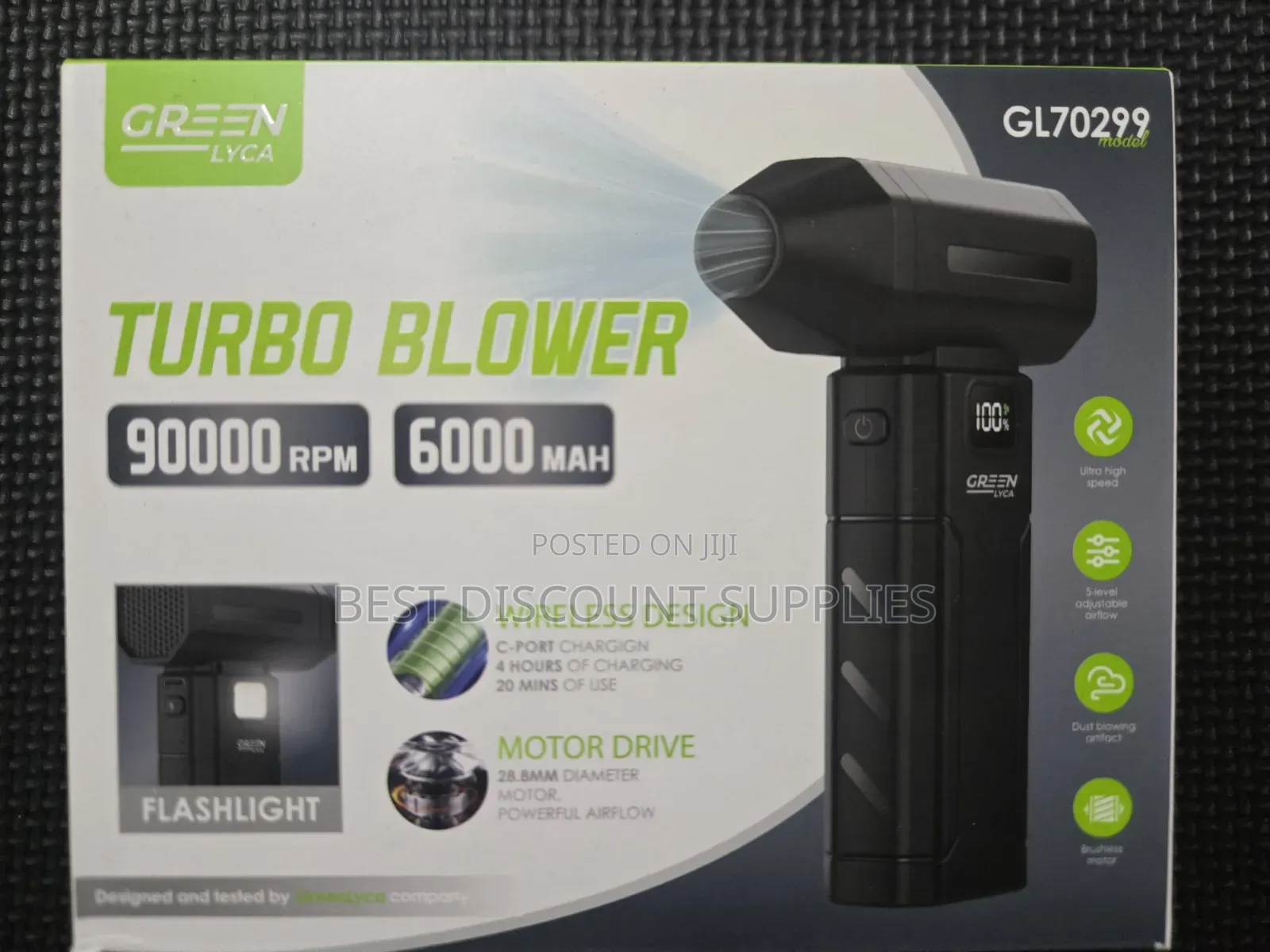 Original Green Turbo Blower 90,000 RPM 6,000mAh