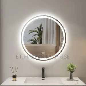Round LED Bathroom Mirror With Touch Sensor Backlit Halo Light