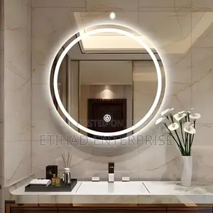 Round LED Bathroom Mirror With Touch Sensor Backlit Halo Light