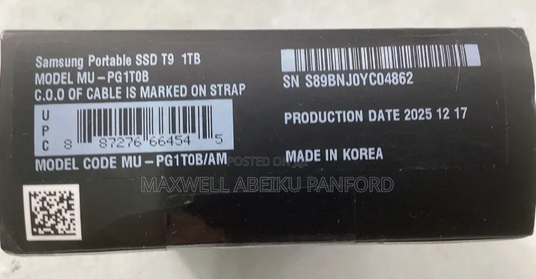 Samsung T9 1TB, External (MU-PG1T0B/AM) Solid Slate Drive