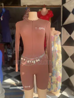Brown "T. Gang" Long Sleeve Ribbed Romper Playsuit - Women