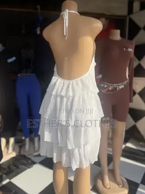 White Tiered Ruffle Halter Mini Dress - Women