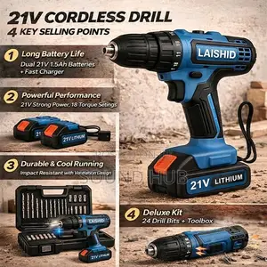 LAISHID 21V Electric Cordless Drill Set With 2 Battery