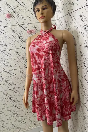 Pretty Chic Sleeveless Pink Bare Back Halter Dress
