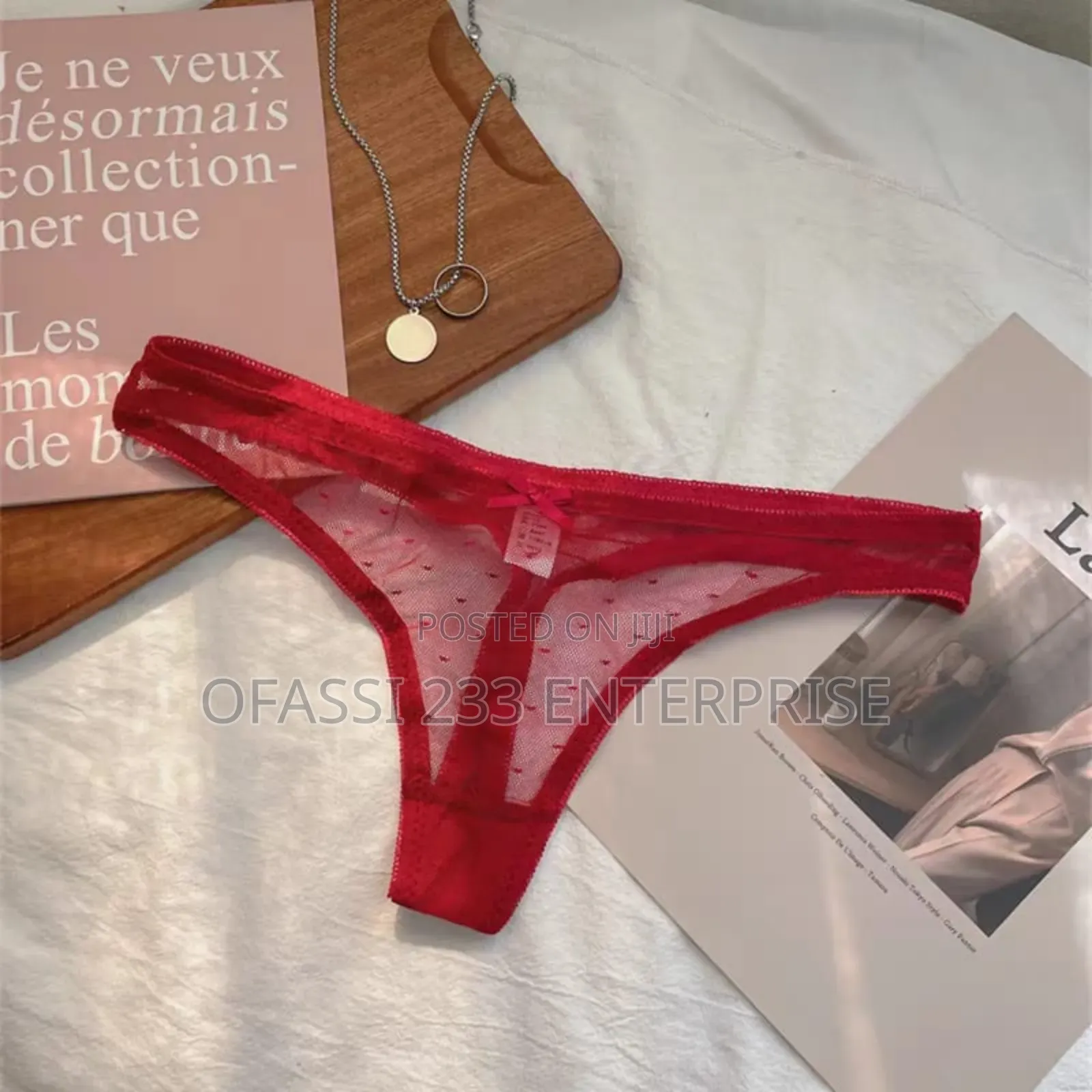 4 Pieces Thin and Transparent Lace Thong Panties