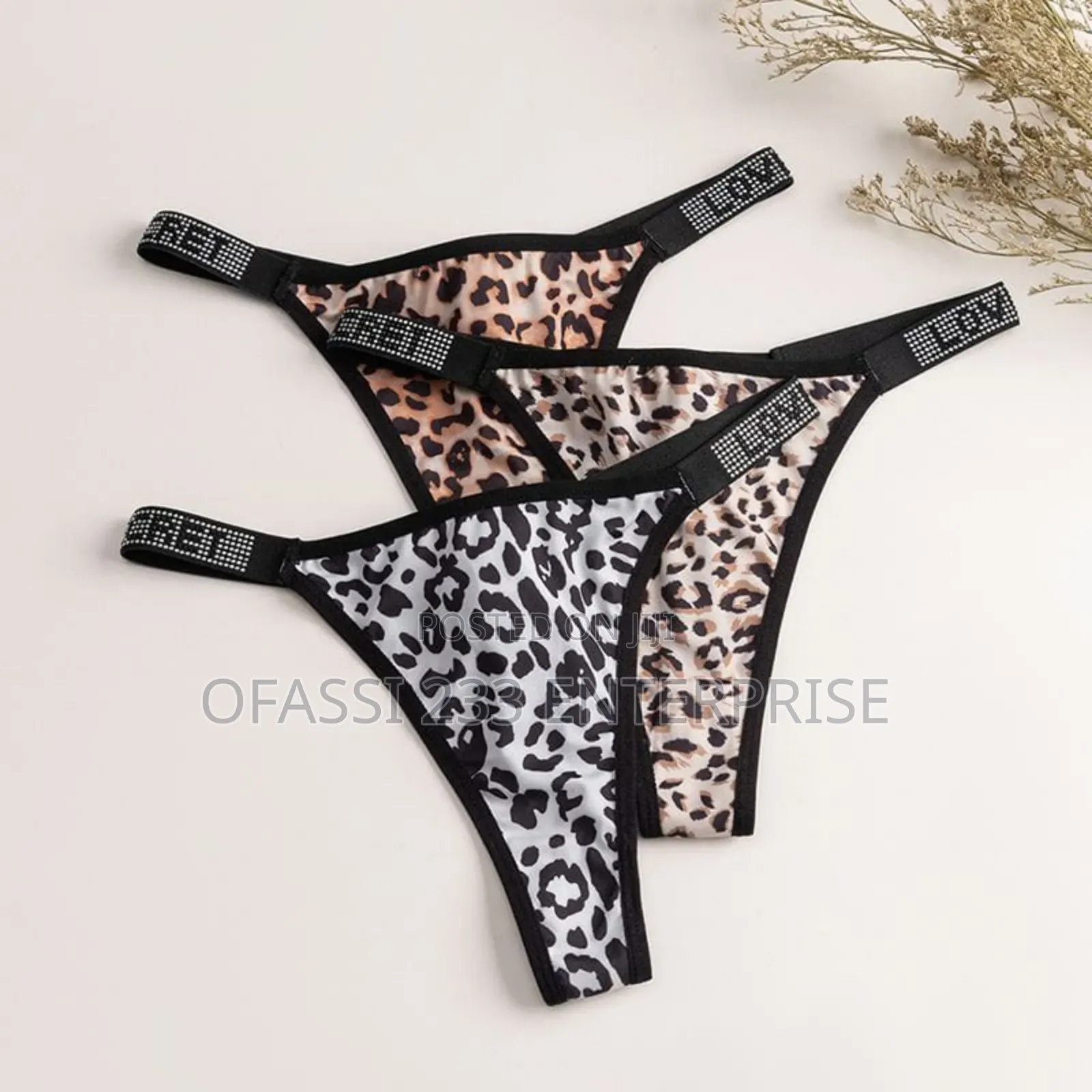 2 Pieces Sexy Leopard Print Thong Panties
