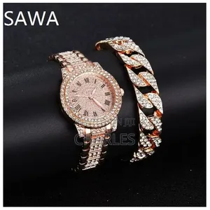 Full Diamond Steel Watch Starry Quartz Watch Bracelet Suit 932912