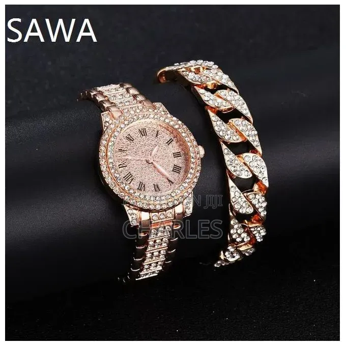 Full Diamond Steel Watch Starry Quartz Watch Bracelet Suit 932912