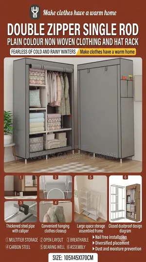 Double Zipper Fabric Wardrobe