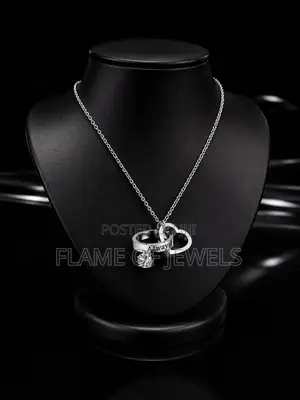 Interlocking Heart and Ring Necklace Pendant