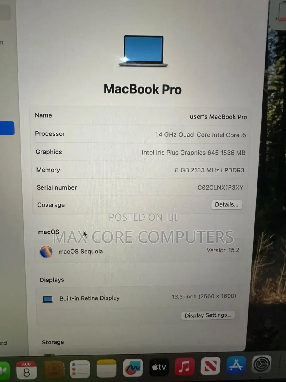 Laptop Apple MacBook Pro 2020 8GB Intel Core i5 SSD 256GB