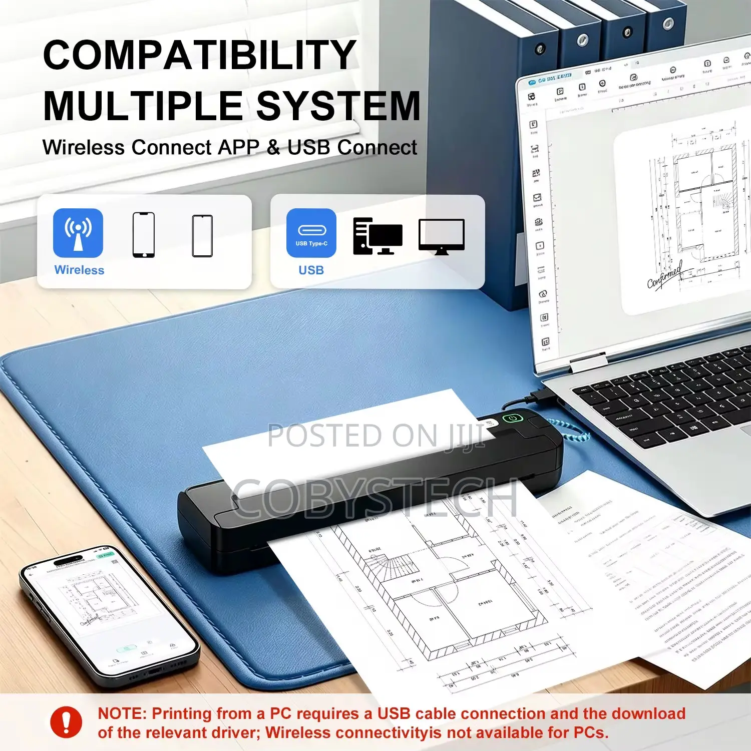 Portable Inkless Thermal Printer + FreeThermal Paper (100 Pieces)