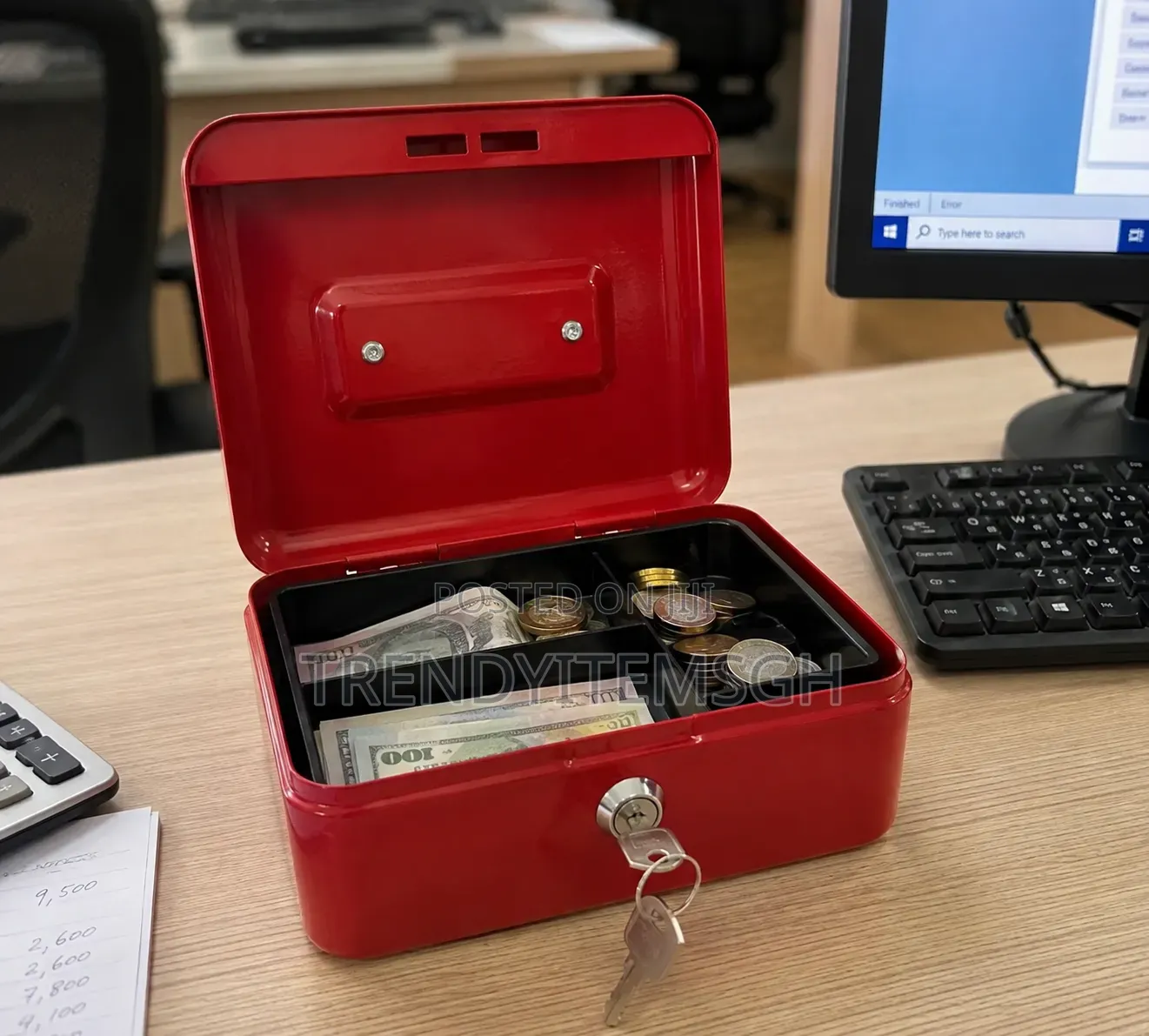 Portable Cash Box / Money Storage Box – Lockable Metal Cash Safe