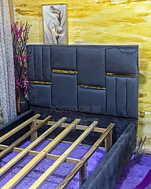 1 Half - Grey Bed Frame With Gold Decorations?