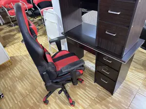Red/Black Executive Chair + Lockable Wooden Desk