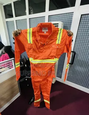 Flame Resistant Hi-Vis Coverall -Orange Reflective Workwear 88% Cotton