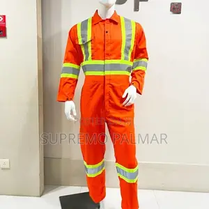 Flame Resistant Hi-Vis Coverall -Orange Reflective Workwear 88% Cotton