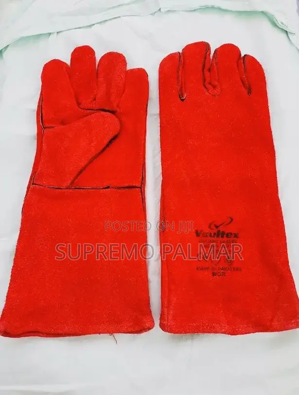 Heat & Spark Resistant Red Leather Safety Gloves - Welding Gloves