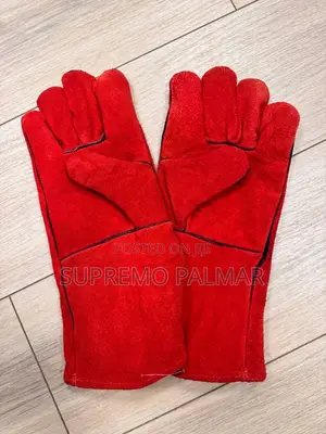Heat & Spark Resistant Red Leather Safety Gloves - Welding Gloves